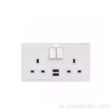 Outlet Daya Putih Kanthi Soket Usb Lan Ngalih